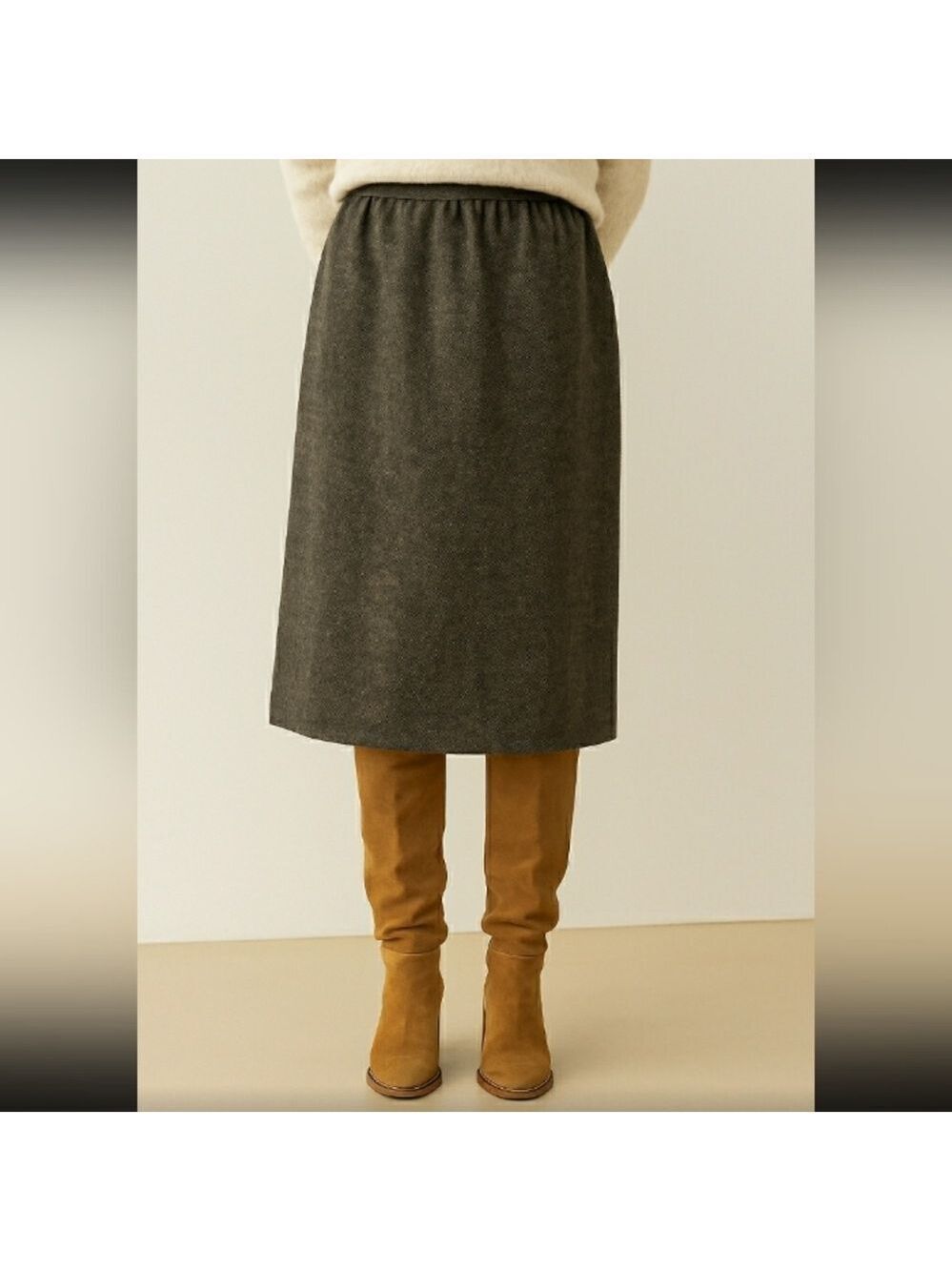 Vintage CJ Sport 100% Pure Wool  Lined Brown Midi Skirt Size 10